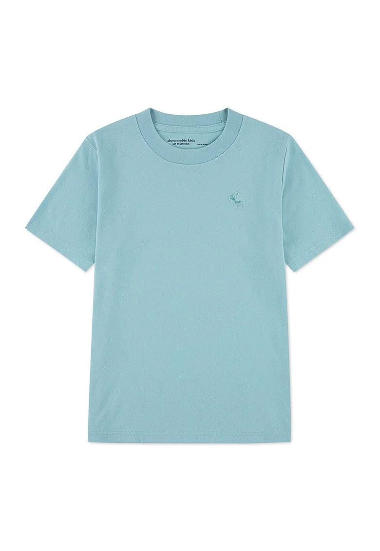 Tricou regular fit cu decolteu la baza gatului, Turcoaz