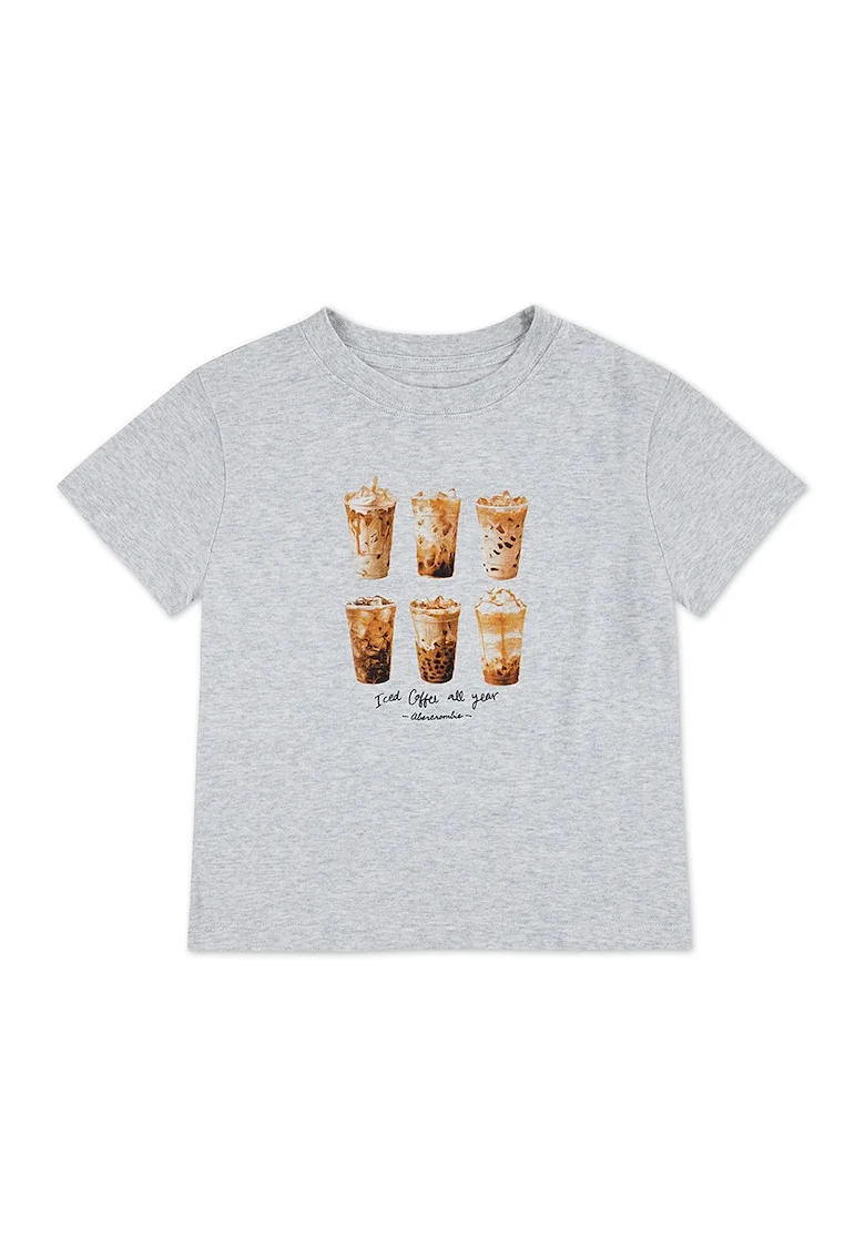 Tricou din amestec de bumbac cu imprimeu cafea, Maro scortisoara/Gri melange