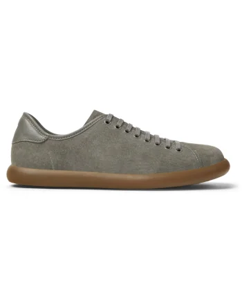 Pantofi casual de piele nabuc cu insertii de piele Pelotas Soller, Gri