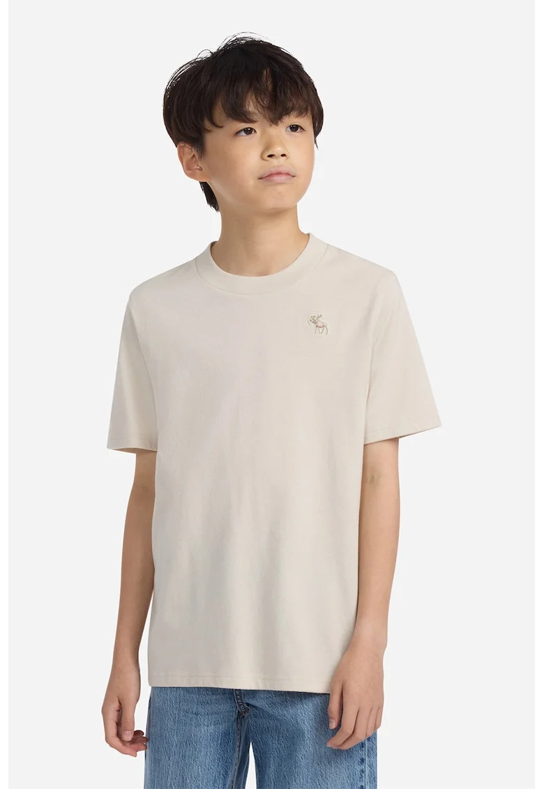 Tricou regular fit cu decolteu la baza gatului, Bej