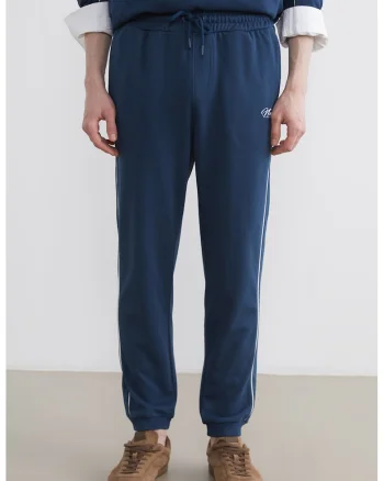 Pantaloni de trening cu text, Albastru petrol