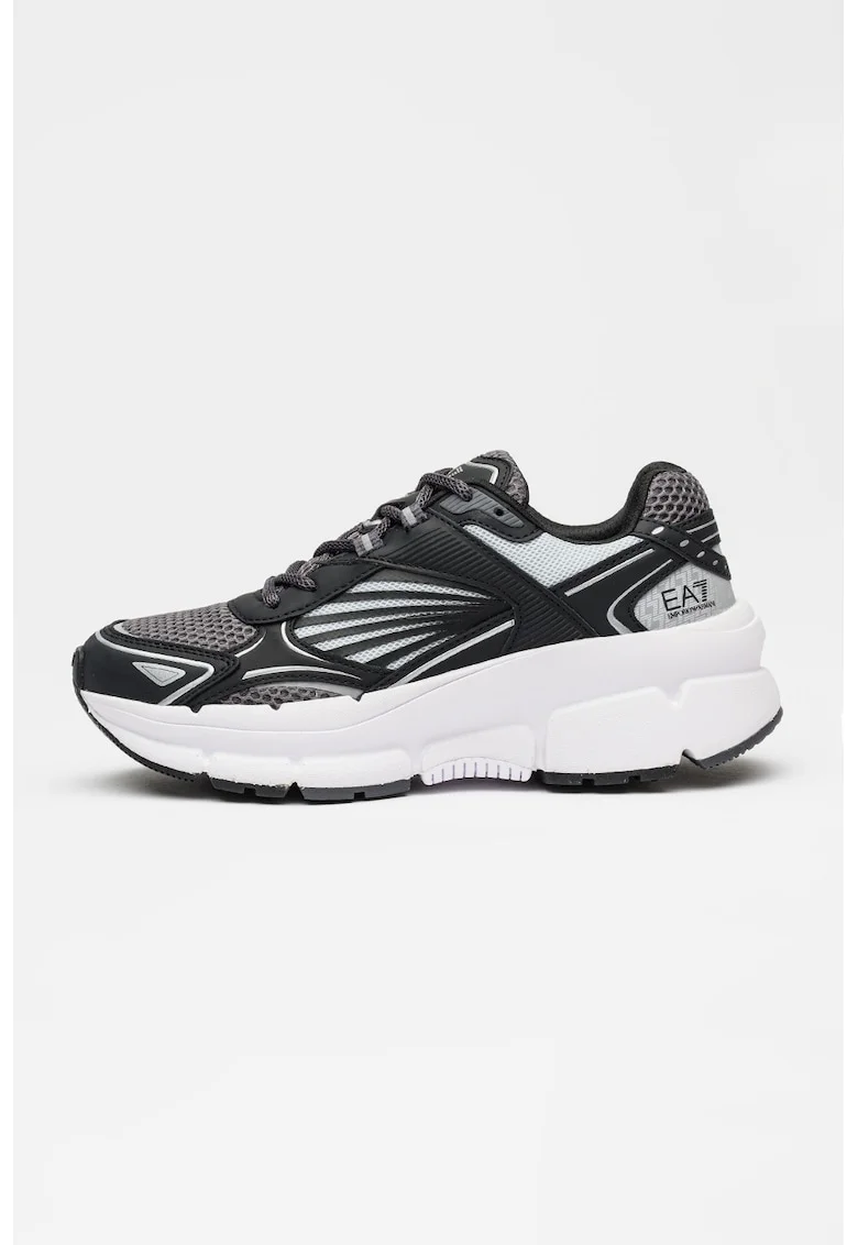 Pantofi sport unisex cu segmente din material sintetic, Negru/Gri/Argintiu