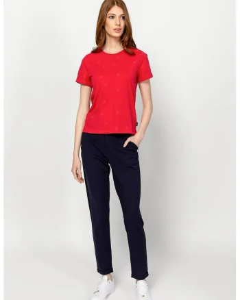 Tricou din bumbac cu model logo Meggie, Rosu vermillion