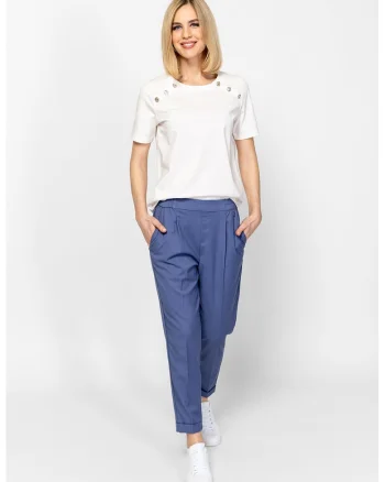 Tricou cu nasturi decorativi Martella, Alb
