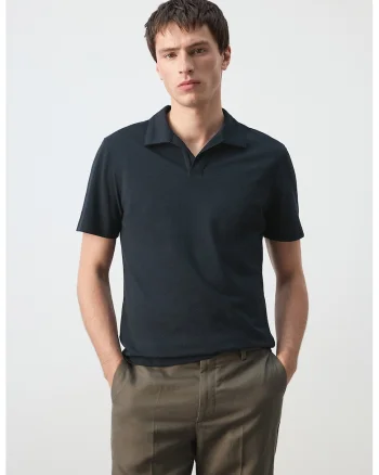 Tricou pique polo cu croiala slim-fit, Albastru ultramarin