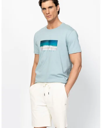 Tricou din bumbac cu imprimeu Mobya, Albastru