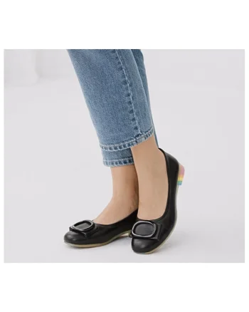 Balerini dama,  M480011A negru, piele naturala, toc, Negru