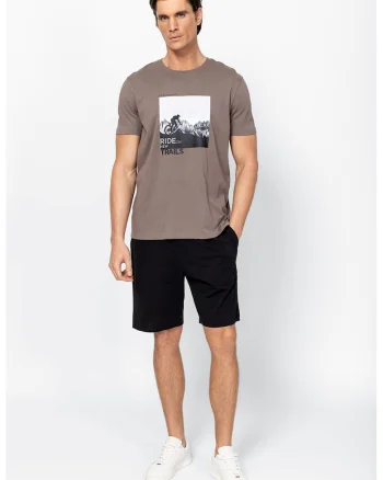 Tricou din bumbac cu imprimeu foto Magento, Alb/Negru/Maro taupe