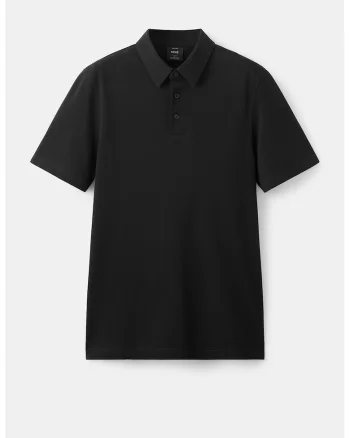 Tricou polo slim fit cu model pique, Negru