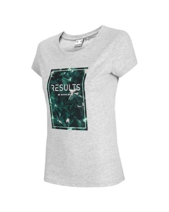 Tricou sport dama  gri, bumbac, croiala regulata, decolteu rotund,