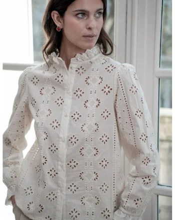 Camasa ivory din bumbac brodata A232-1 M9 19663, Bej