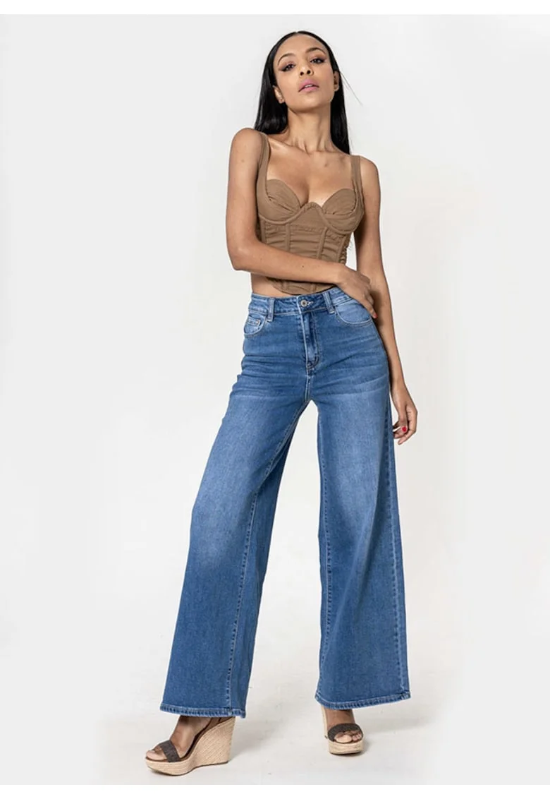 Blugi dama wide leg  Albastru YY300-1 M10 19623, Albastru