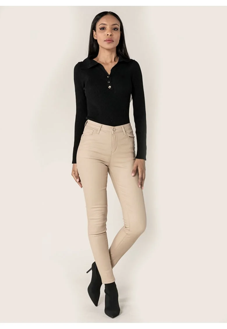 Pantaloni skinny din piele ecologica Bej LC001-2 M9 19618