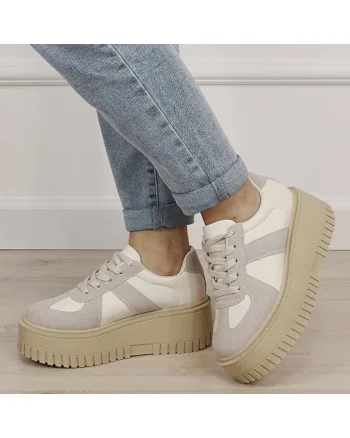 Sneakers bej cu platforma 8979 M3 19388, Bej