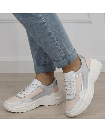 Sneakersi albi din piele naturala 5092 M2 19267, Alb
