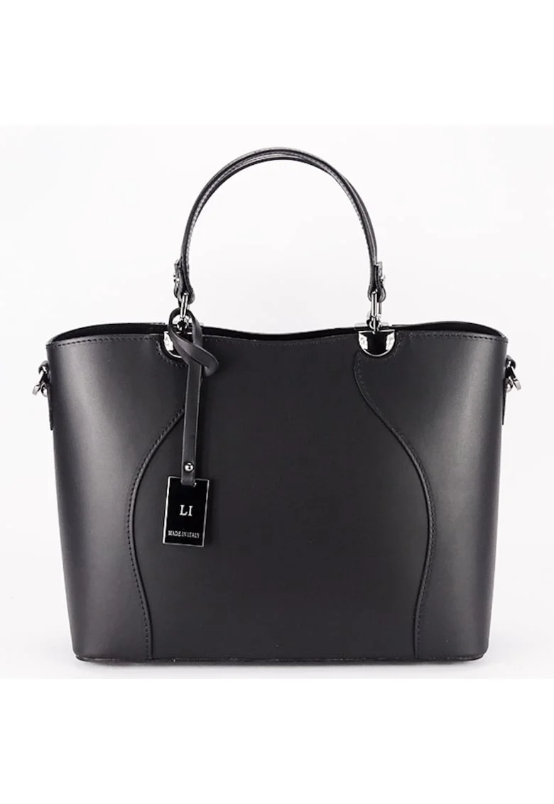 Geanta din piele naturala 1424A 125, Negru, 25x31x12