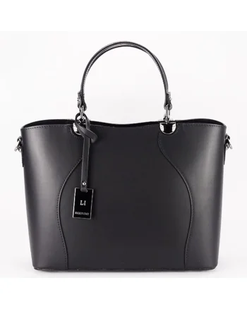Geanta din piele naturala 1424A 125, Negru, 25x31x12