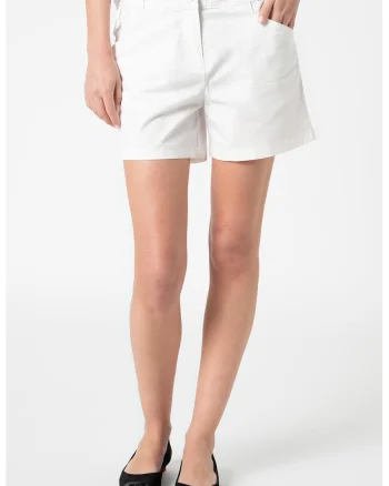 Pantaloni scurti chino cu talie medie Narie, Alb optic