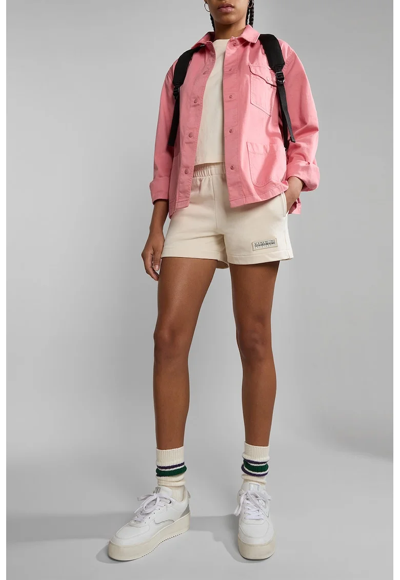 Pantaloni scurti sport cu buzunare laterale, Alb fildes