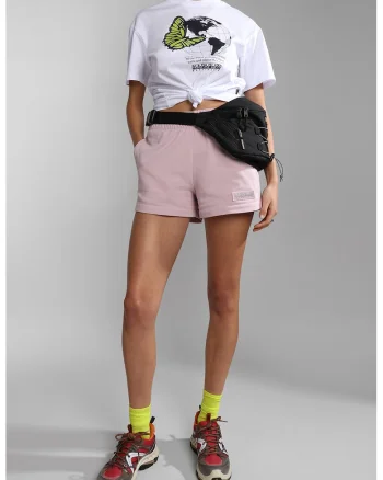 Pantaloni scurti sport cu buzunare laterale, Roz pastel