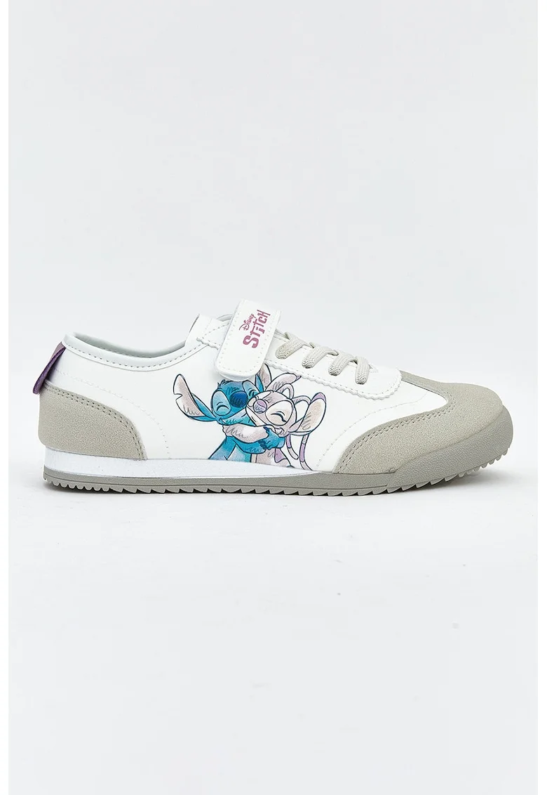 Pantofi sport low-cut cu imprimeu desene, Alb/Albastru deschis/Grej