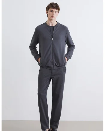 Bluza de trening din amestec de bumbac cu femoar, Gri antracit