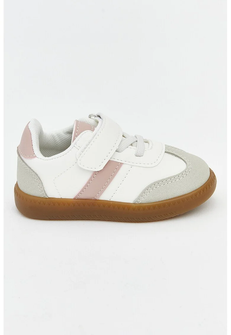 Pantofi sport cu model colorblock, Alb/Gri deschis/Roz prafuit