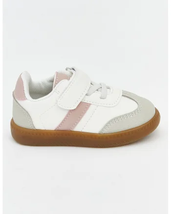 Pantofi sport cu model colorblock, Alb/Gri deschis/Roz prafuit