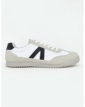 Pantofi sport low-cut cu detalii contrastante, Alb/Negru/Grej
