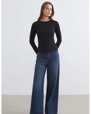 Bluza slim-fit cu model uni, Negru