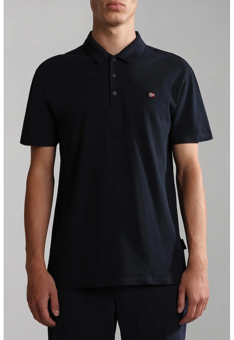 Tricou polo din bumbac cu detaliu logo, Negru
