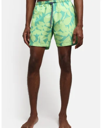 Pantaloni scurti de baie cu model, Verde deschis