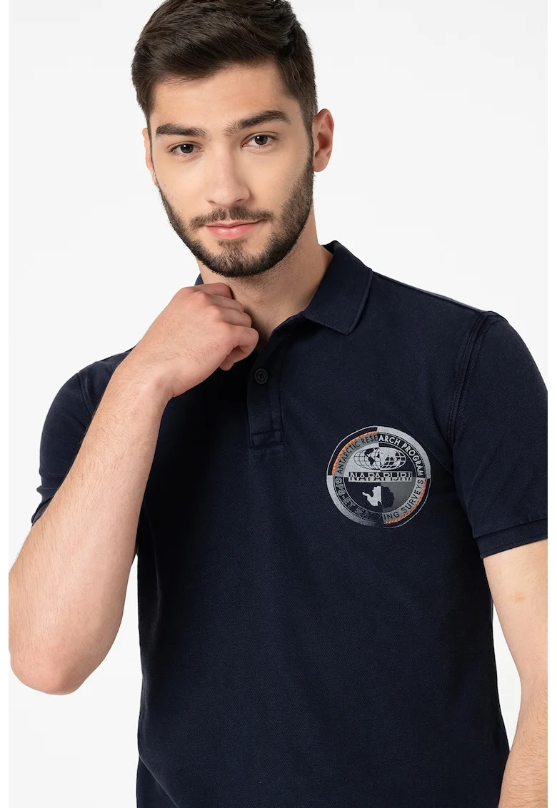 Tricou polo cu logo pe piept, Portocaliu/Gri cenusiu/Bleumarin
