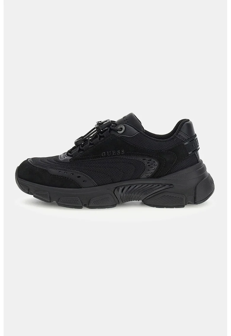 Pantofi sport cu aspect masiv si sireturi, Negru