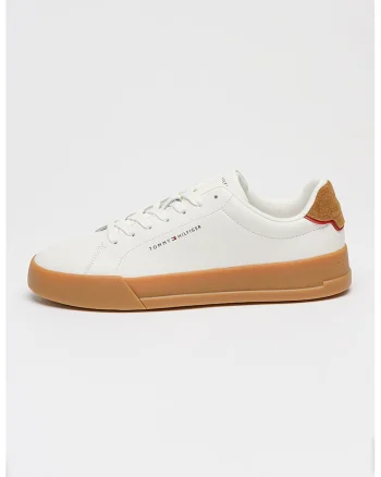 Pantofi sport Court din piele cu logo, Caramel/Alb murdar