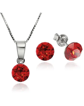 Set Argint 925 placat cu rodiu cu cristale Swarovski® Xirius Light Siam 6mm Surub + Lant