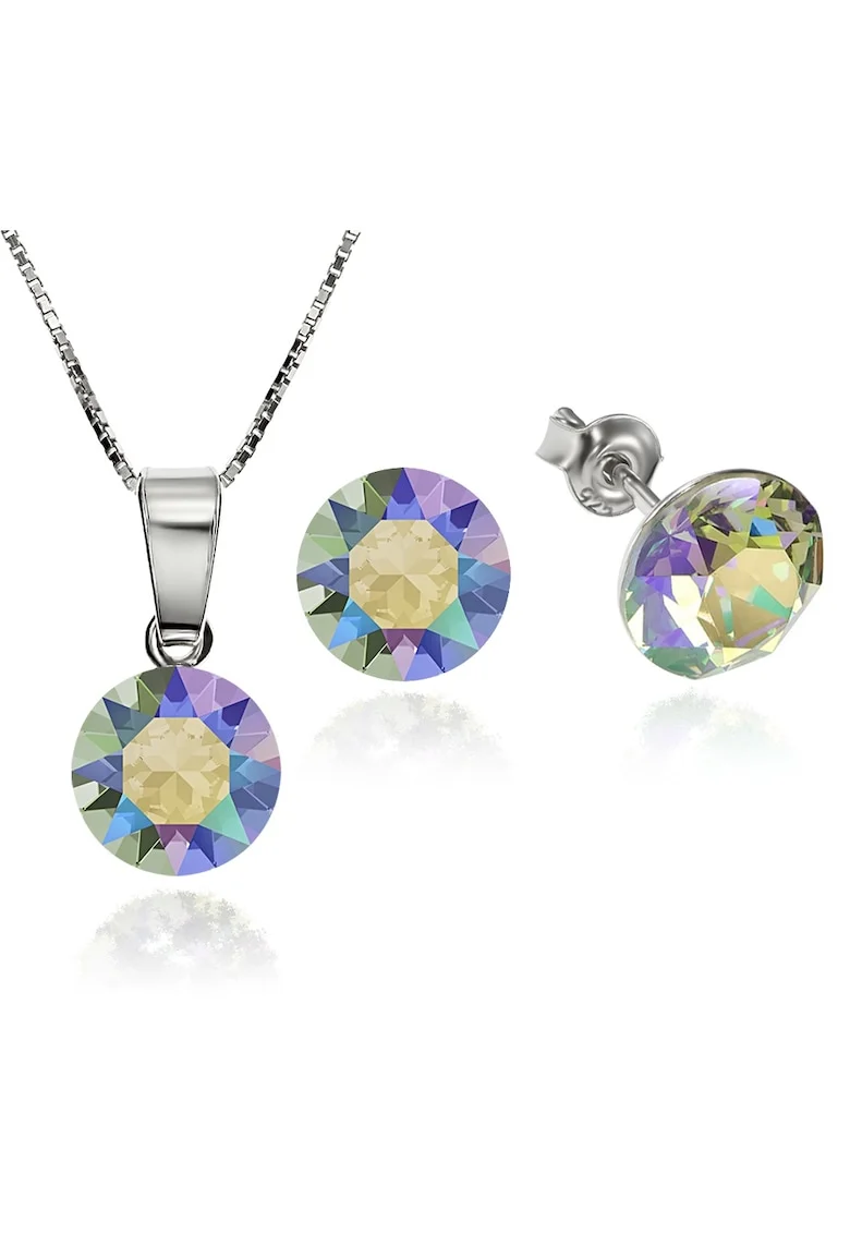 Set Argint 925 placat cu rodiu cu cristale Swarovski® Xirius Paradise Shine 8mm Surub + Lant