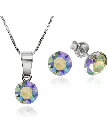 Set Argint 925 placat cu rodiu cu cristale Swarovski® Xirius Paradise Shine 6mm Surub + Lant