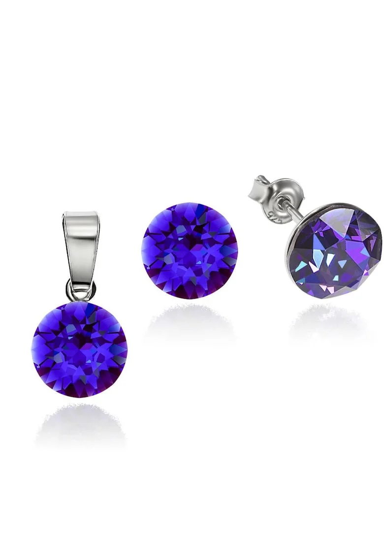 Set Argint 925 placat cu rodiu cu cristale Swarovski® 8mm, Mov
