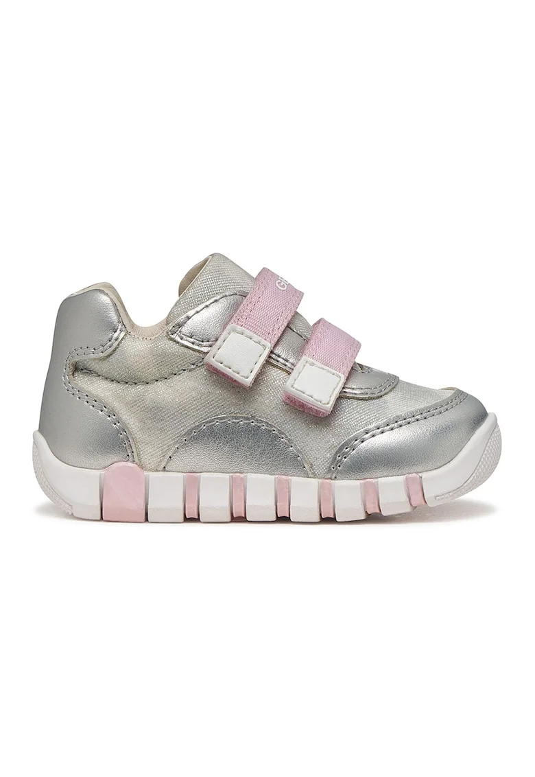 Pantofi sport Iupidoo cu velcro si insertii stralucitoare, Roz/Argintiu
