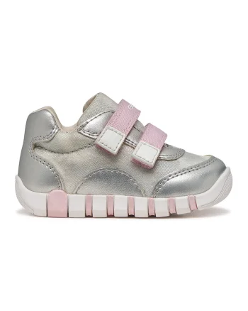 Pantofi sport Iupidoo cu velcro si insertii stralucitoare, Roz/Argintiu