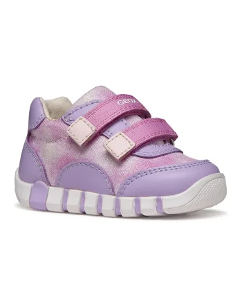 Pantofi sport Iupidoo cu velcro si insertii stralucitoare, Lila/Roz