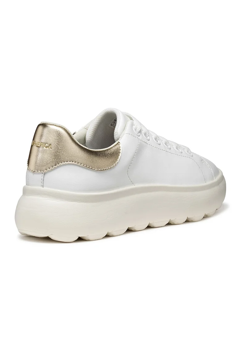 Pantofi sport de piele cu talpa masiva, Alb/Auriu