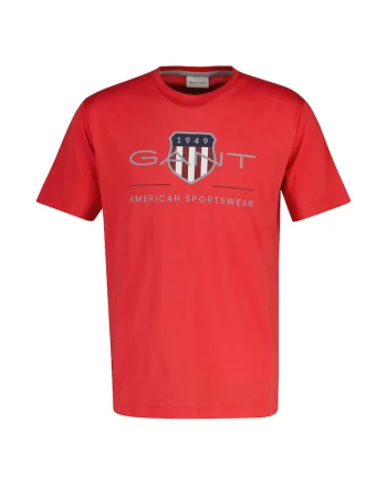 Tricou regular fit cu imprimeu logo Archive Shield, Rosu vermillion