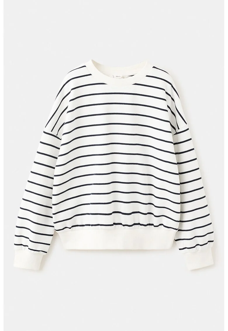 Bluza de trening de bumbac cu dungi, Negru stins/Alb murdar/Roz prafuit