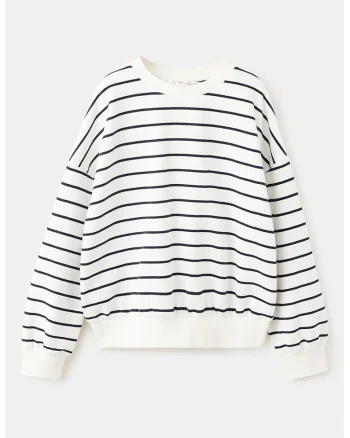 Bluza de trening de bumbac cu dungi, Negru stins/Alb murdar/Roz prafuit
