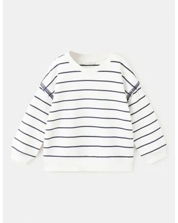 Bluza de trening cu dungi si terminatii striate, Negru stins/Alb murdar