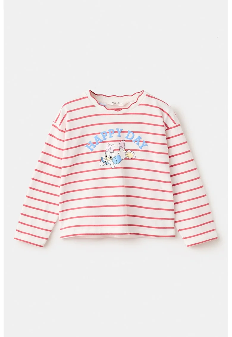 Bluza de bumbac cu dungi, Rosu/Albastru pastel/Alb murdar