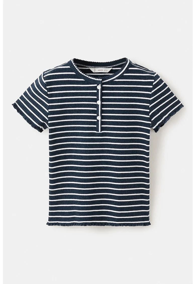 Tricou regular fit cu dungi, Albastru ultramarin/Alb murdar