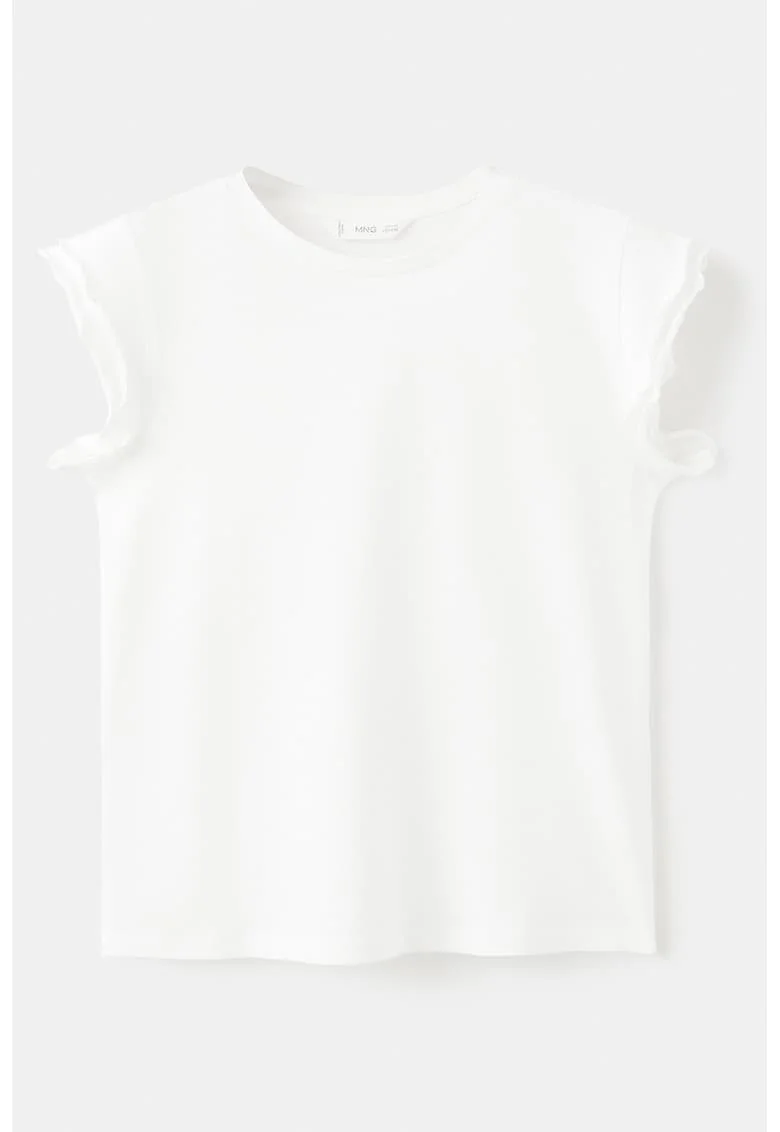 Tricou de bumbac cu decolteu la baza gatului, Alb optic